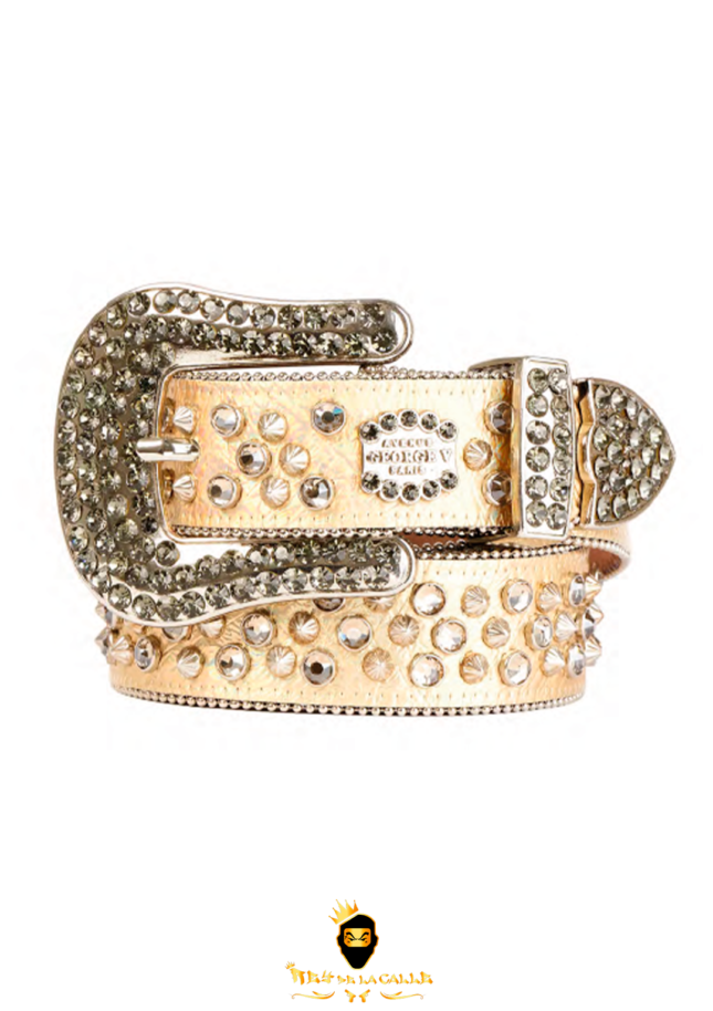 Cinturón Avenue George V París Con Pedrería Brillante Dorada GV 7527