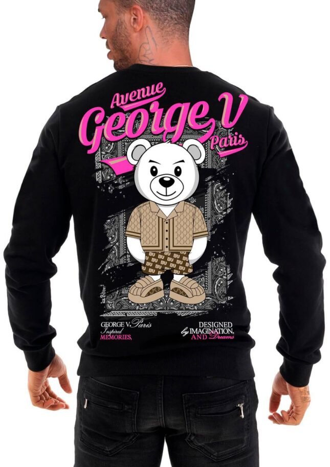 Sudadera Avenue George V París Negra Oso Designed Imagination