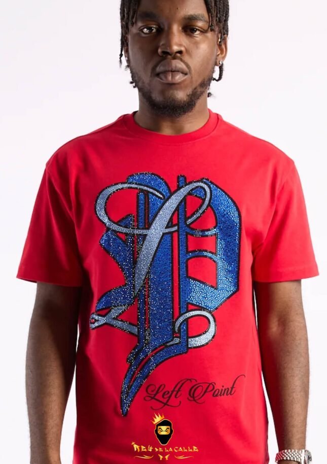 Camiseta Left Point Roja Pedrería Brillante LP En Azul