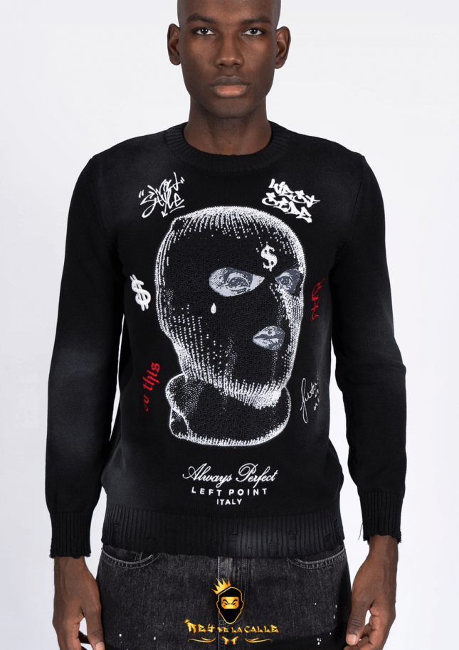 Sudadera Left Point Negra Pedrería Brillante Capucha