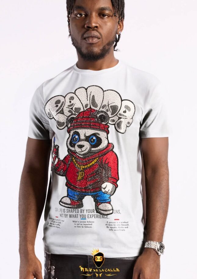 Camiseta Left Point Blanca Pedrería Brillante Panda