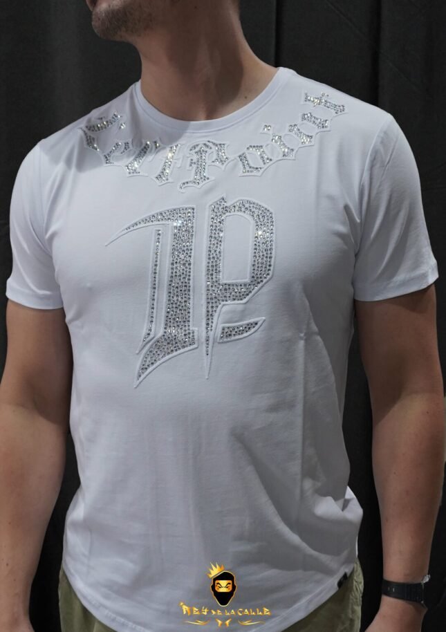 Camiseta Left Point Blanca Pedrería Brillante LP