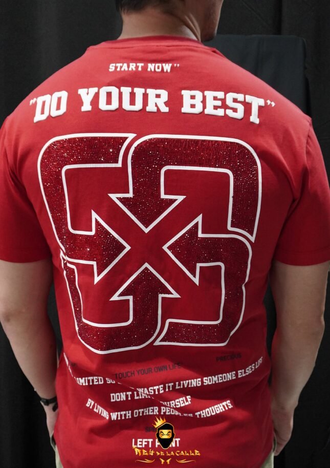 Camiseta Left Point Roja Pedrería Brillante Do Your Best