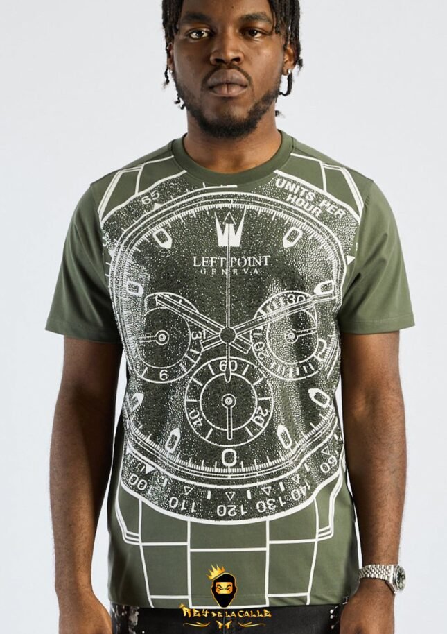 Camiseta Left Point Verde Pedrería Brillante Reloj