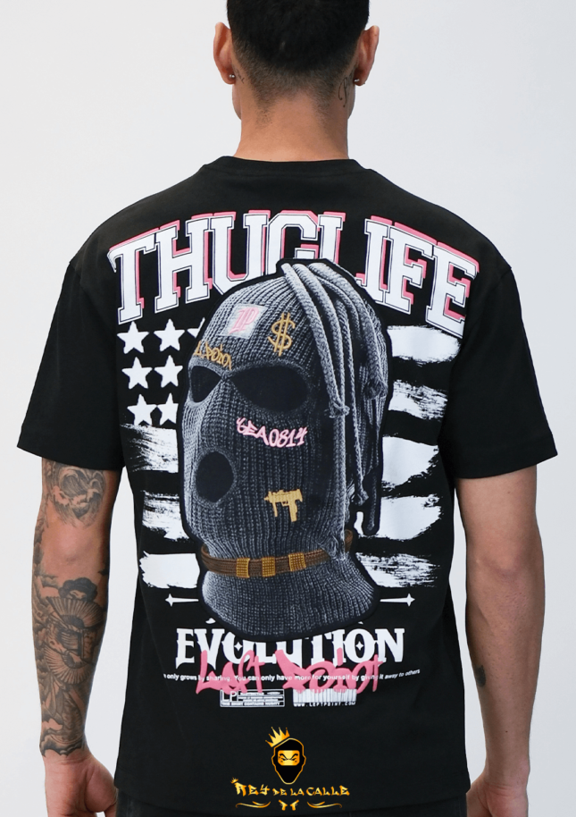 Camiseta Left Point Negra Pedreria Brillante Thug Life