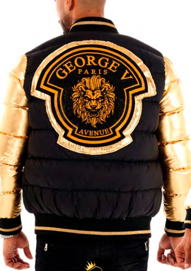Chaqueta Avenue George V París Negra Pedrería Brillante León Dorado