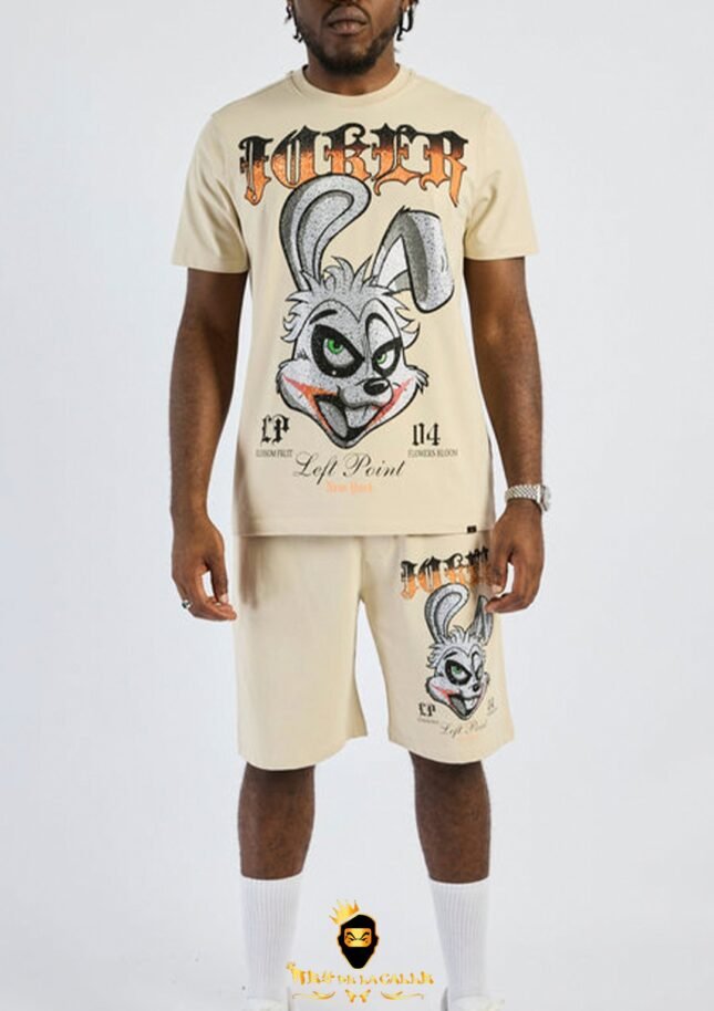 Conjunto Left Point Beige Pedrería Brillante Conejo